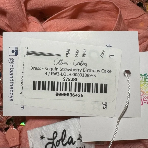 Lola + The Boys Sequin Strawberry Birthday Cake Pink Dress size 4 NWT - Picture 11 of 15